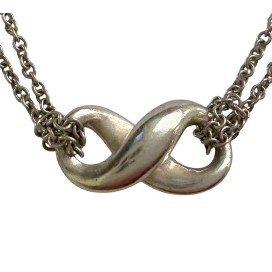 Tiffany & Co Infinity Double Chain Pendant and Necklace in Sterling 14.5" Chain