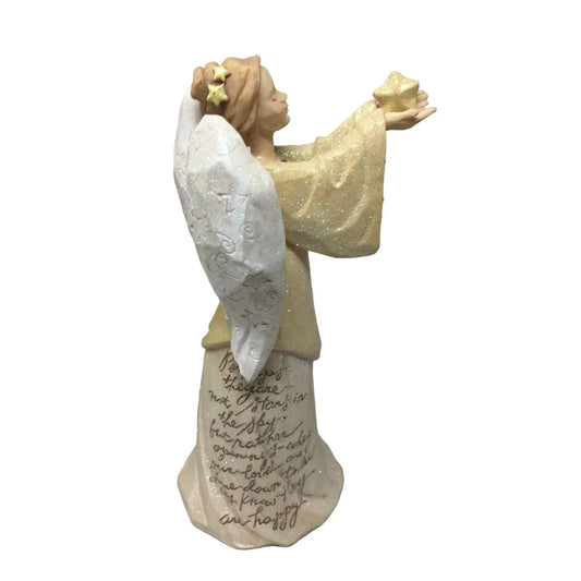 Karen Hahn Bereavement Angel - Glitter Angel Figurine Holding Star - 2002 Enesco Foundations - A+ Stuff