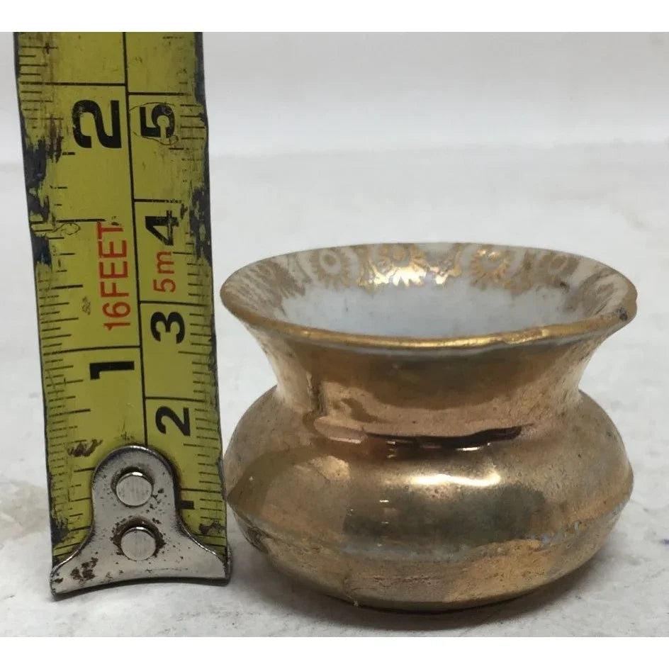 Vintage Miniature Ceramic Gold/White Planter/Bowl/Vase Dish- Made in Germany - A+ Stuff