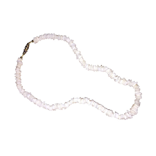 Vintage White Beachy Puka Shell Necklace 7 inches - A+ Stuff