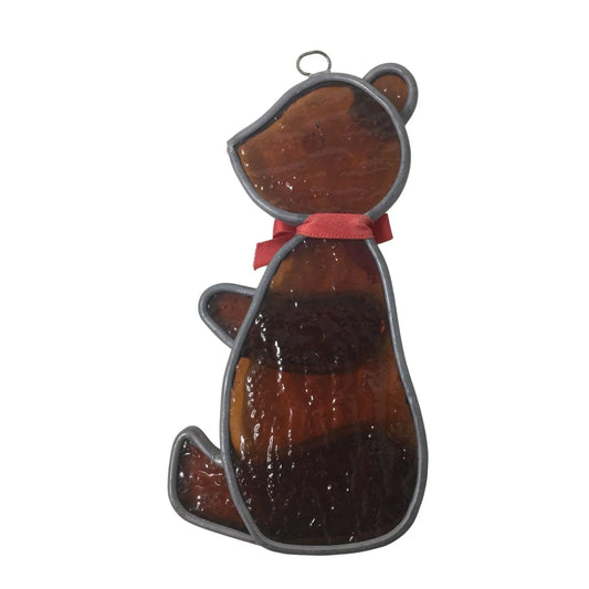 Stained Glass Christmas Ornament/Sun Catcher Teddy Bear with Bow Tie A+ Stuff A+ Stuff