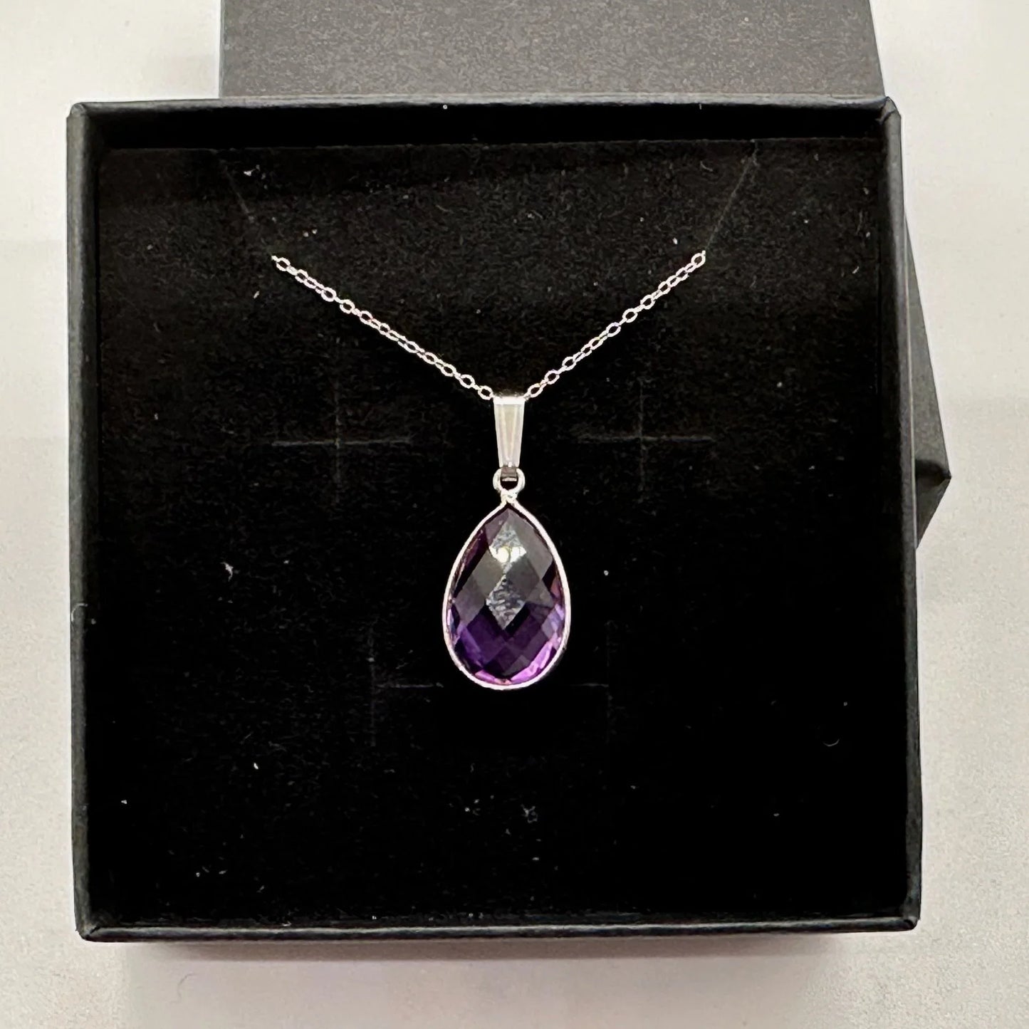 Beautiful Pear Cut 6.05 Ct Purple Amethyst Pendant - Sterling Silver with Chain - A+ Stuff