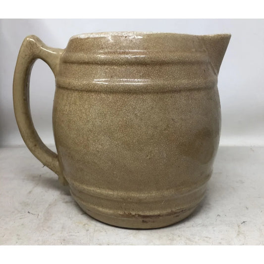 Vintage Ceramic Barrel Shaped Handled Pitcher - A+ Stuff
