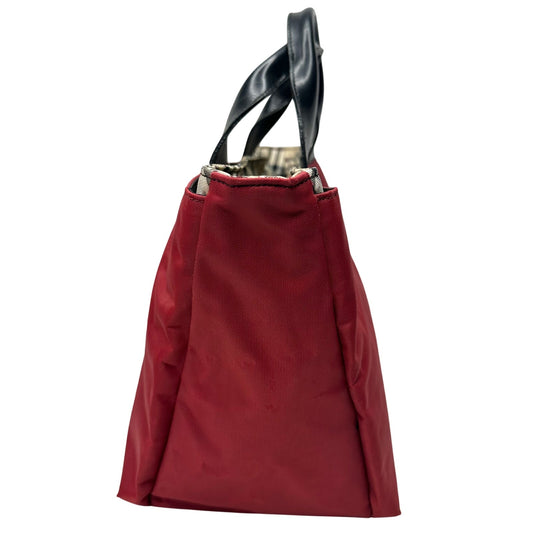 Burberry Blue Label Red Nylon w Nova Check at Zipper Tote - A+ Stuff