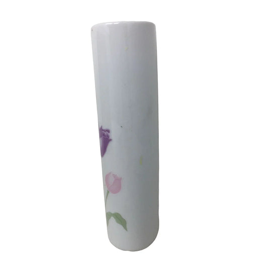 Vintage 1989 Ceramic Bud Flower Vase "Especially For You" w/ Pink, Purple & Yellow Tulips A+ Stuff A+ Stuff