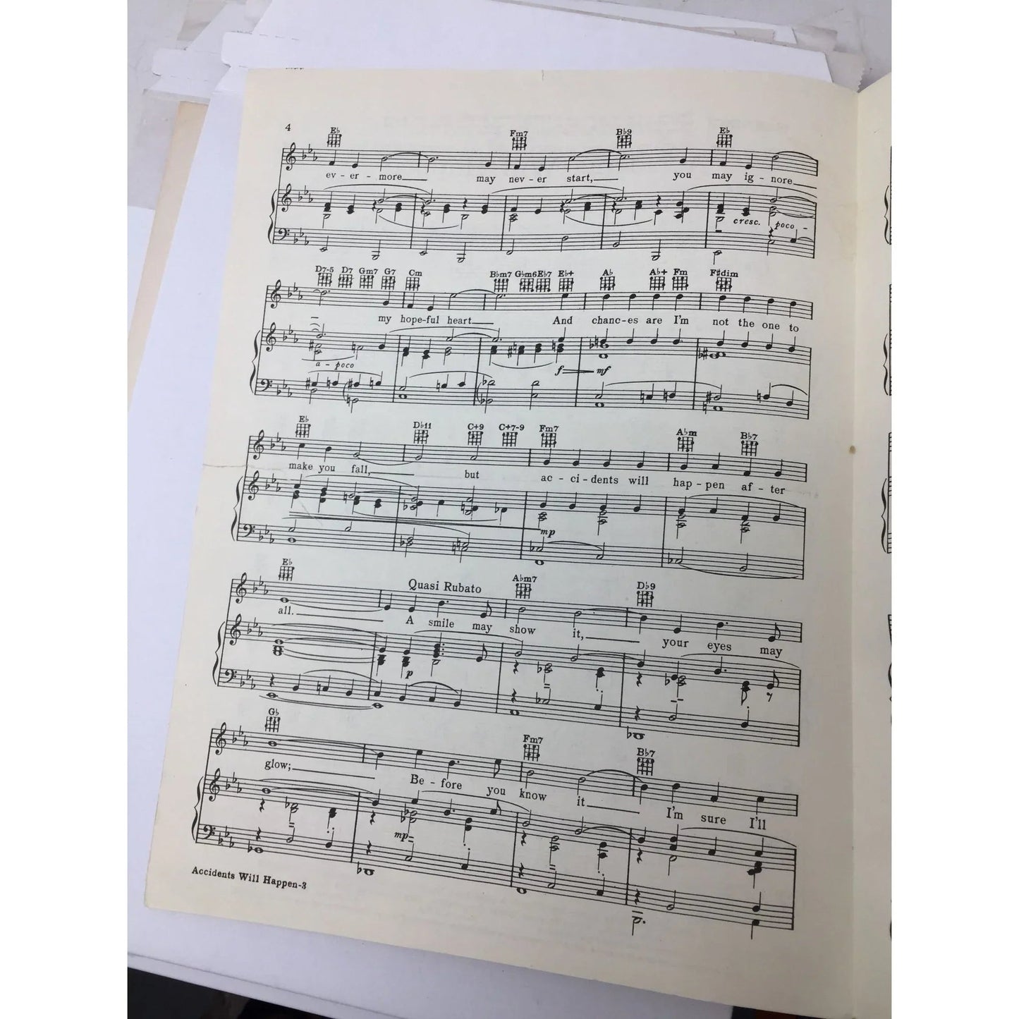 ''Accidents Will Happen'' by Johnny Burke and James Van Heusen - A+ Stuff - SHEET MUSIC - A+ Stuff