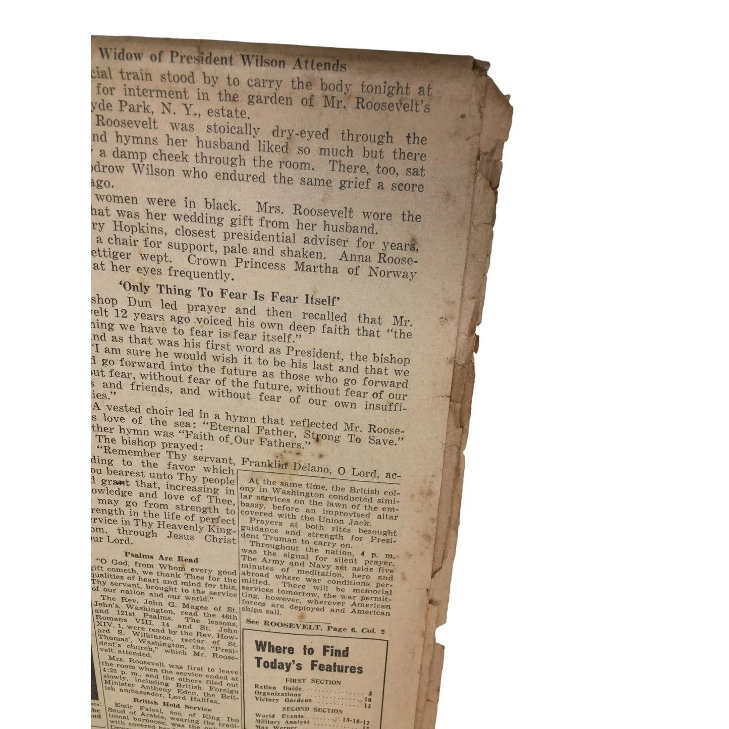Vintage Collectible Newspaper Toledo Sunday Times April 15, 1945 - A+ Stuff