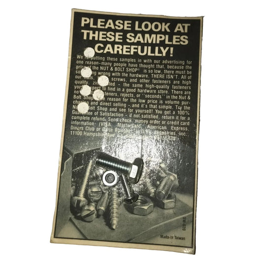 Vintage Nut & Bolt Shop Hardware Sample Collectible Advertising Machinist Screws - A+ Stuff