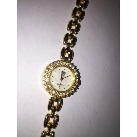 Womens Elizabeth Taylor Quartz Watch Gold Tone w/ Rhinestones - A+ Stuff