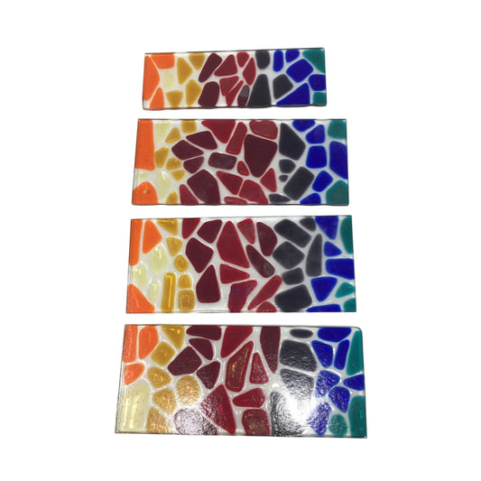 Four Rectangular Colorful Textured Stained Glass Pieces - A+ Stuff