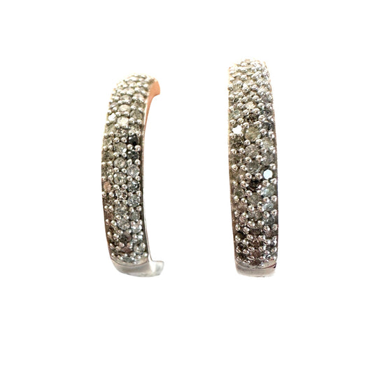 1/2 Carat Natural Diamond Hoop Earrings in Sterling Silver