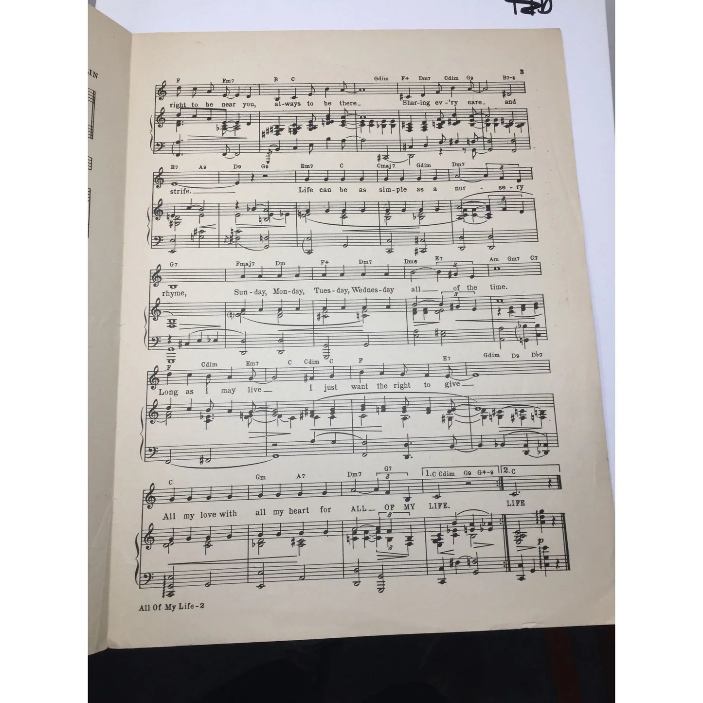 ''All Of My Life'' by Irving Berlin Vintage Sheet music book - A+ Stuff - SHEET MUSIC - A+ Stuff