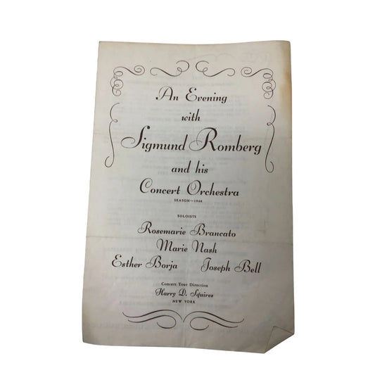 ''An Evening with Sigmund Romberg and his Concert Orchestra'' Program - A+ Stuff - Books - A+ Stuff