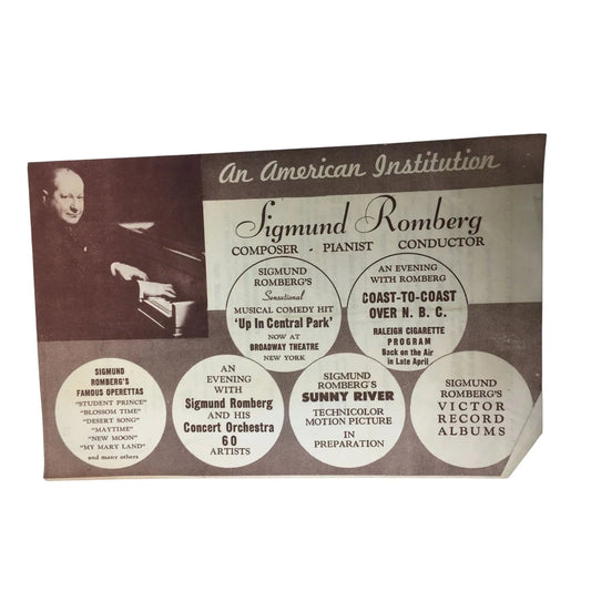 ''An Evening with Sigmund Romberg and his Concert Orchestra'' Program - A+ Stuff - Books - A+ Stuff