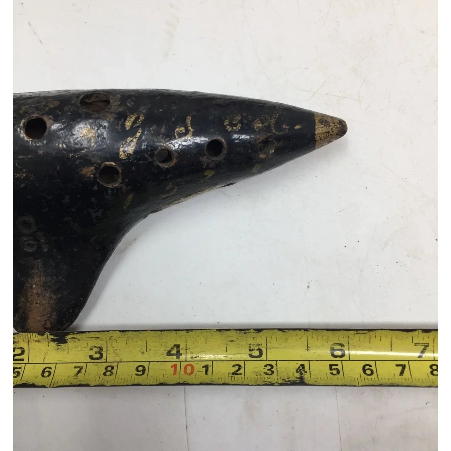 Antique Black and Gold Ocarina Musical Instrument with holes in it - A+ Stuff - Collectibles - A+ Stuff