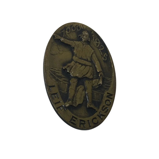Antique Leif Erickson 1000 - 1925 Collectible Oval Shaped Explorer Pin - A+ Stuff - pin - A+ Stuff