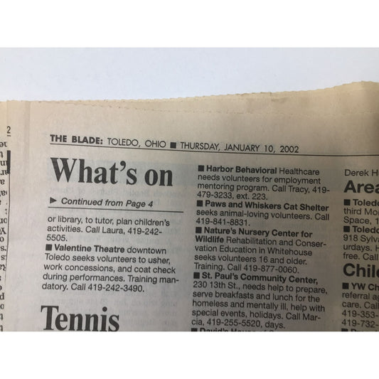 Vintage Collectible Newspaper "Neighbors East" Jan. 10, 2002