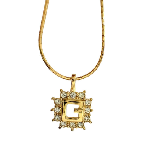 Givenchy G with Burst of Rhinestones Necklace