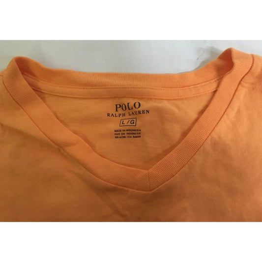 Mens Polo Ralph Lauren Size Large V Neck Orange Shirt - A+ Stuff
