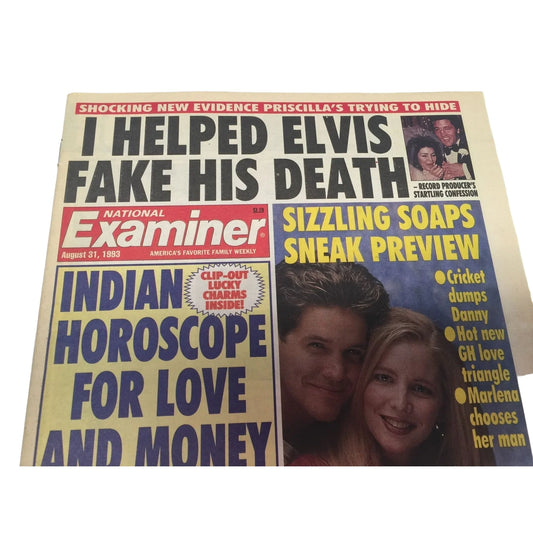 Vintage National Examiner Aug 31, 1993 I Helped Elvis Fake His Death - A+ Stuff