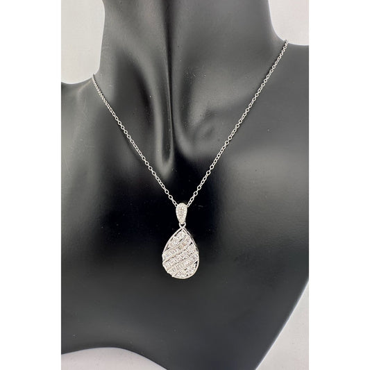 Beautiful Multi Diamond Pendant with 1 Ct of Round and Baguette Diamonds - .925 Stering