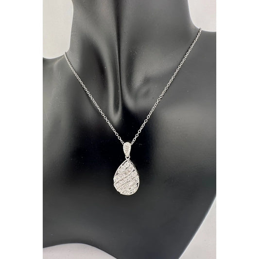 Beautiful Multi Diamond Pendant with 1 Ct of Round and Baguette Diamonds - .925 Stering - A+ Stuff