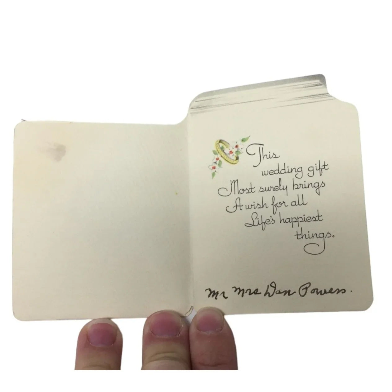 Vintage "A Gift For Your Wedding" Miniature Paper Card with Handwriting inside - A+ Stuff