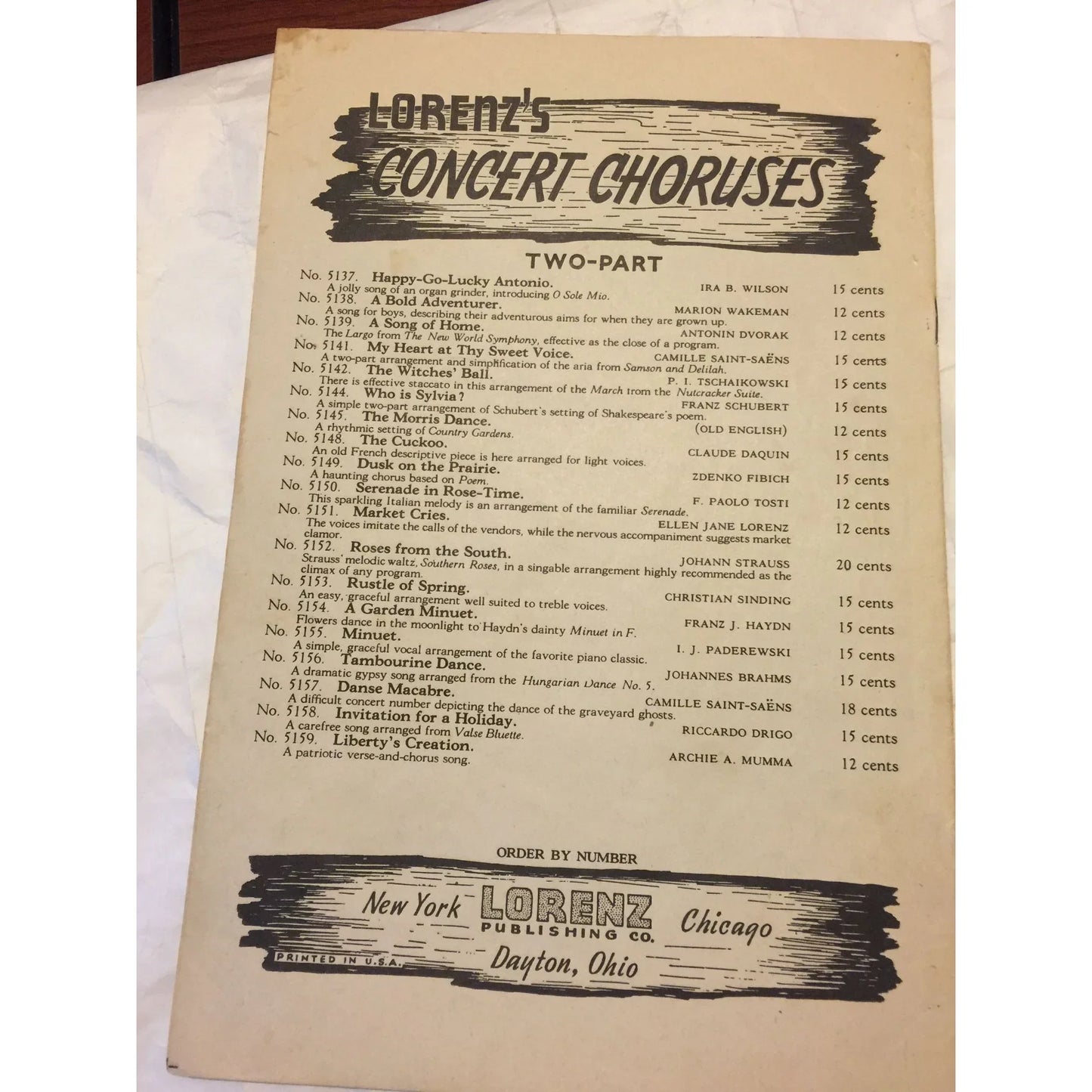 Beautiful Dreamer Lorenz's Concert Choruses 2- Part Vintage Sheet Music - A+ Stuff
