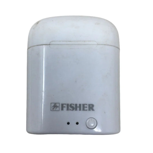 White Fisher Bluetooth Earbuds with Case fisher A+ Stuff