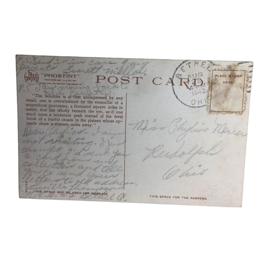 Vintage Post Card Aug. 28, 1942 No Man's Land Grand Canyon AZ A+ Stuff A+ Stuff