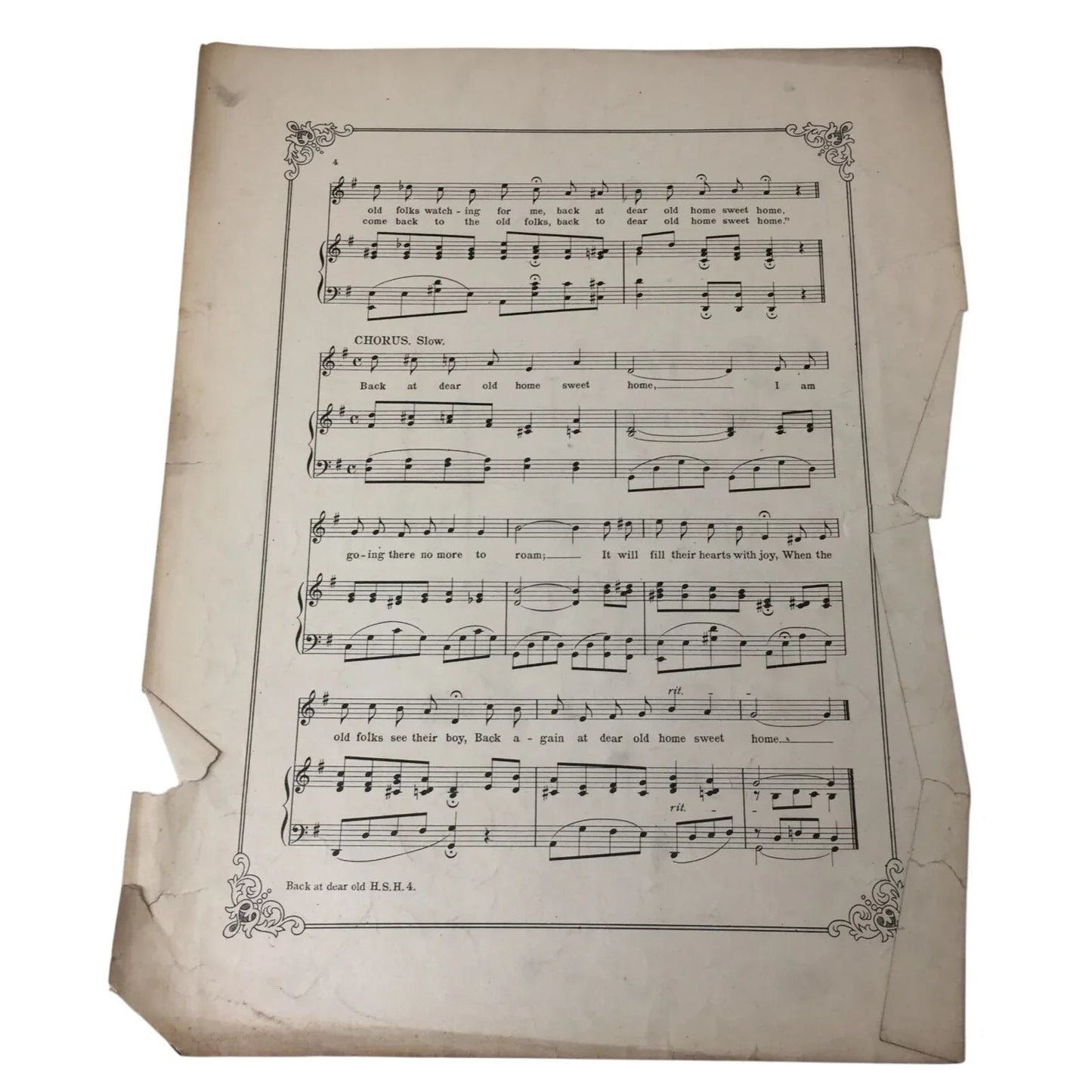 ''Back at dear old home sweet home'' Vintage Sheet Music - A+ Stuff - SHEET MUSIC - A+ Stuff