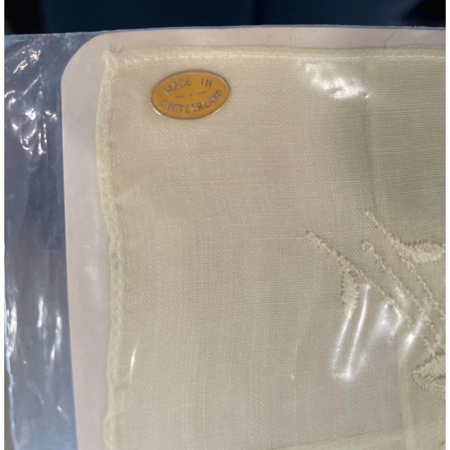 Vintage Detailed Embroidery Handkerchief Made in Switzerland- about 8.5 by 8.5 inches - A+ Stuff