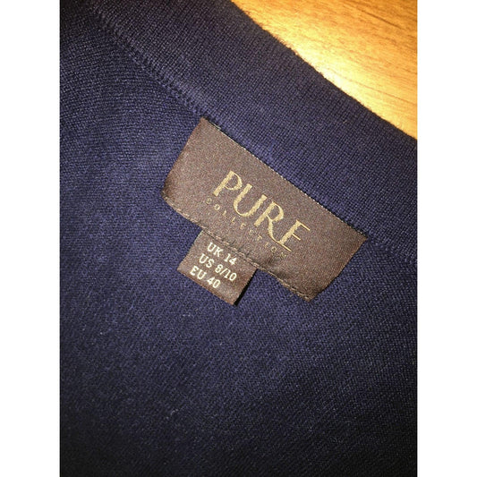 Womens Pure Collection Size 8/10 Navy Blue/White Striped Button Top - A+ Stuff