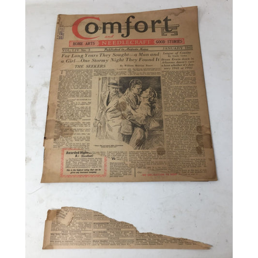 Vintage Collectible Needlecraft Home Arts Comfort Jan. 1942 Magazine