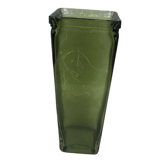 Tall 8.5'' Clear Green Glass Rectangular Flower Vase - A+ Stuff