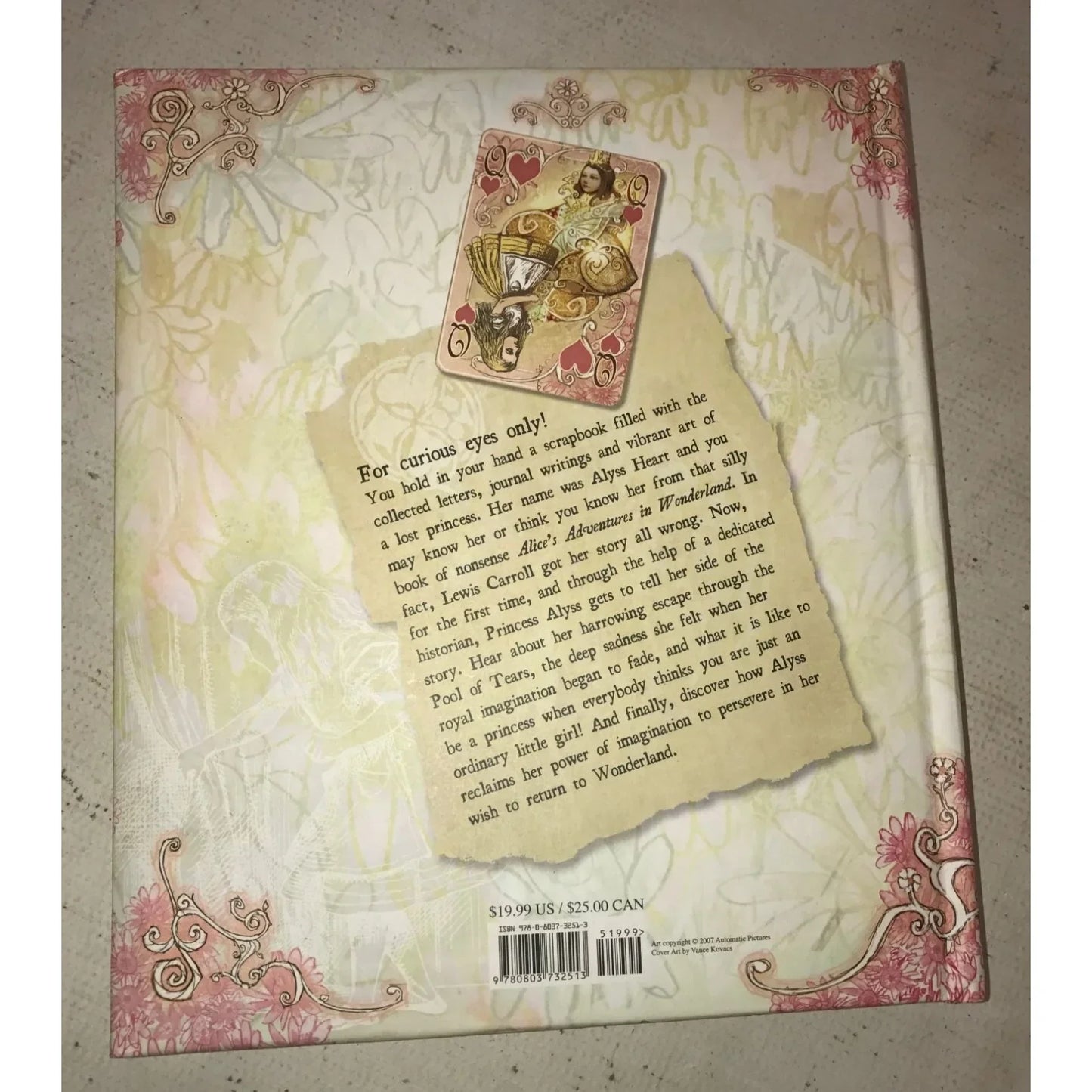 Princess Alyss of Wonderland - Beddor - scrapbook style fantasy book - A+ Stuff