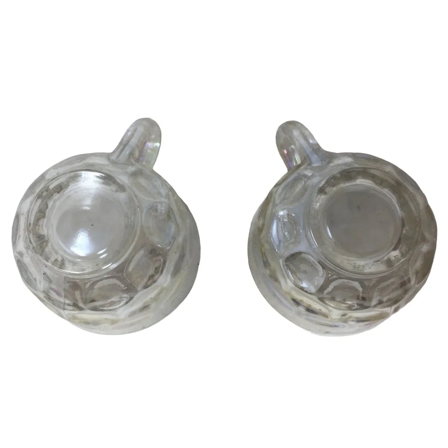 Federal Glass Iridescent Rainbow Thumbprint Tea Cups/Punch Cups with Handles A+ Stuff A+ Stuff
