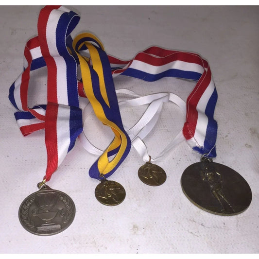 Set of 4 Vintage 1990s Collectible Sports Award Medals - A+ Stuff