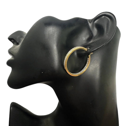 Beautiful 1/2 Carat Inside Out Diamond Hoop Earrings - 14kt Goldplate over 925 Sterling Silver - Unbranded - Diamond Earrings - A+ Stuff