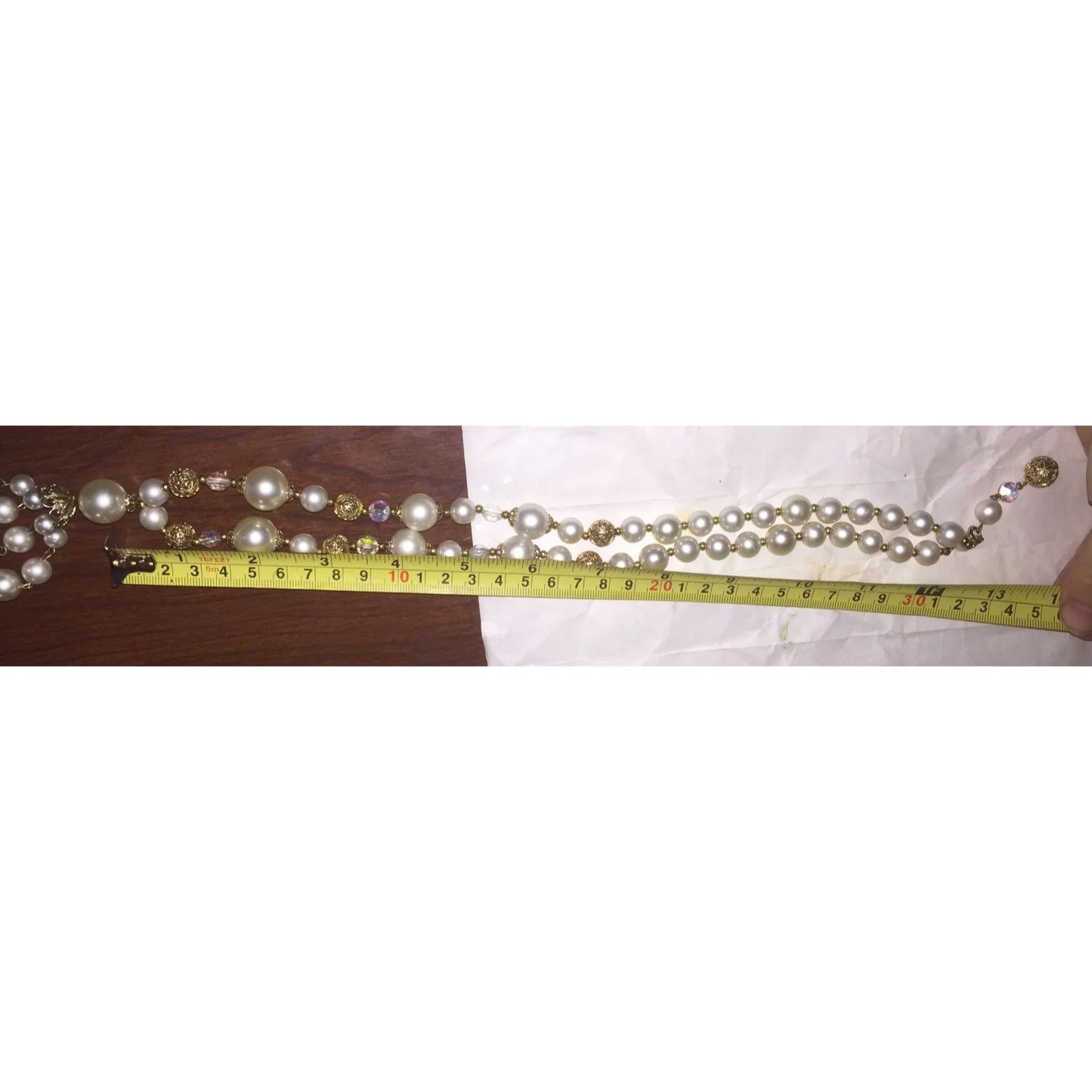 Womens Faux Pearl and Crystal Drop Necklace with 2 Pairs of Earrings - A+ Stuff