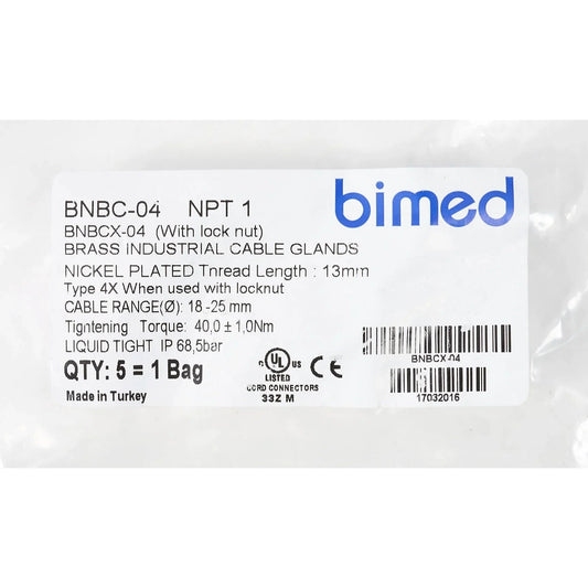 Bimed cable gland, 1in NPT thread type, nickel - plated brass - Bimed - Tools - A+ Stuff