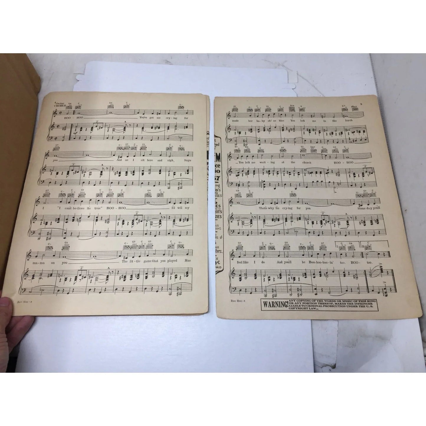 ''BOO - HOO'' by Edward Heyman, Carmen Lombardo, John Jacob Loeb - A+ Stuff - SHEET MUSIC - A+ Stuff
