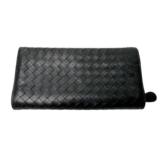 Bottega Veneta Intrecciato Woven Black Leather Long Flap Wallet - Bottega Veneta - Womens Wallet - A+ Stuff