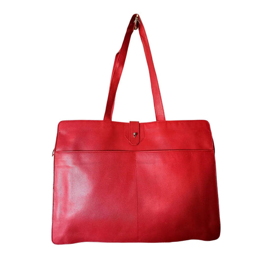 Bottega Veneta Red Leather Document Tote Shoulder Bag w Black Interior - A+ Stuff