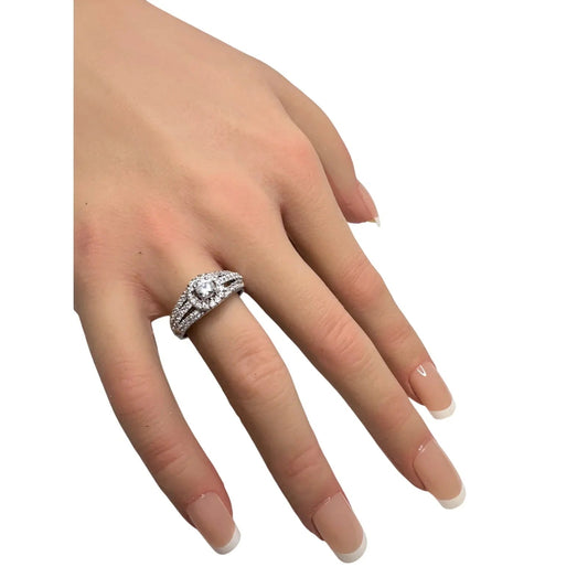 Brilliant White Topaz Split Shank Lab Created Ring Sterling Silver - Unbranded - Diamond Ring - A+ Stuff