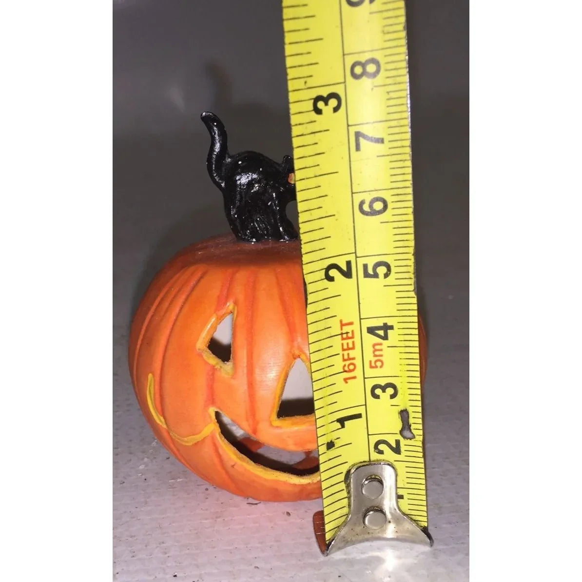 Black Cat Standing on an Orange Pumpkin - Halloween Decor/Figurine - A+ Stuff