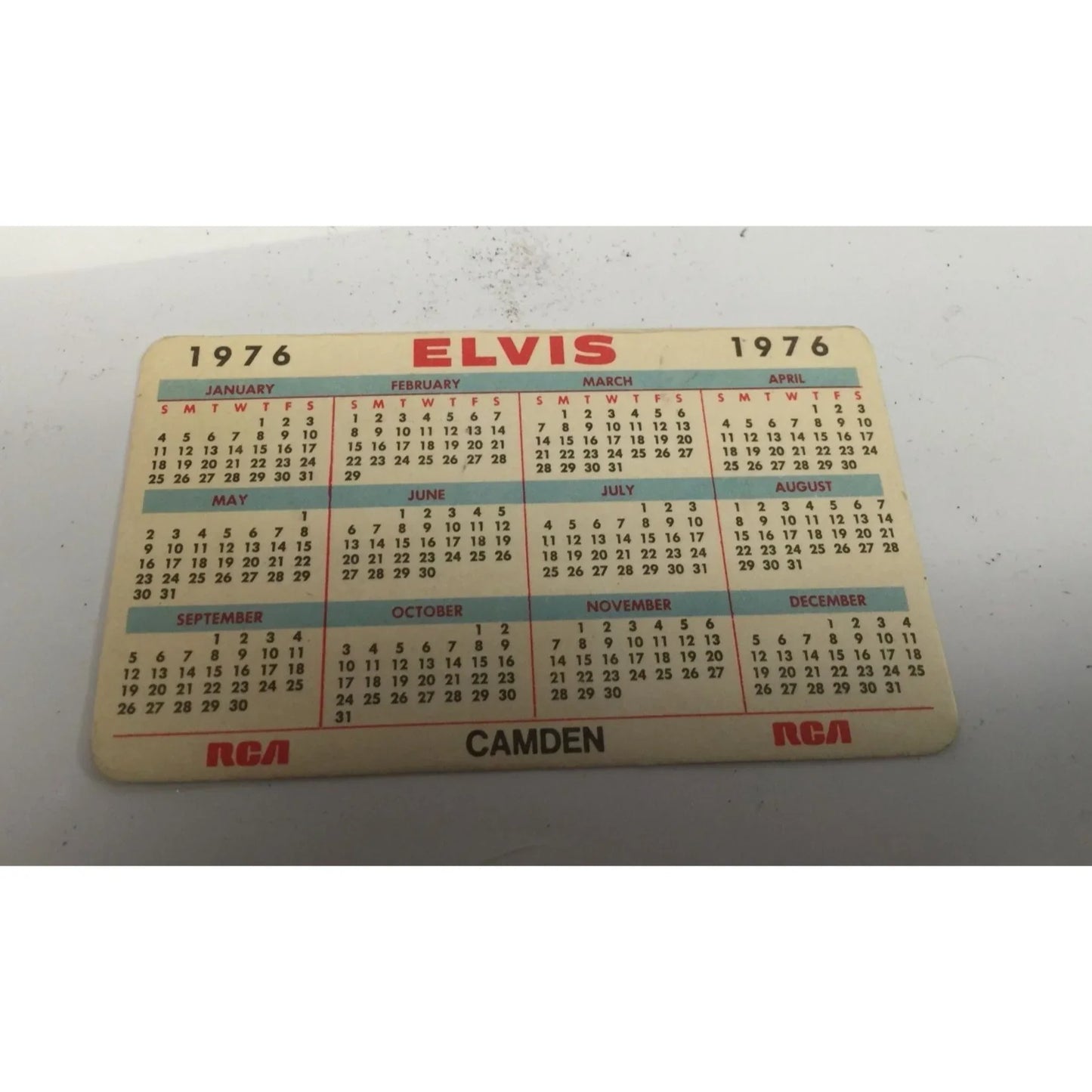 ELVIS PRESLEY 1976 POCKET CALENDAR COLLECTOR CARD - A+ Stuff
