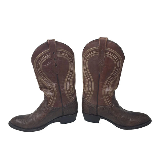 Vaccari Brown Snakeskin Leather Cowboy Boots USA 8 EE Vaccari A+ Stuff Cowboy Boots