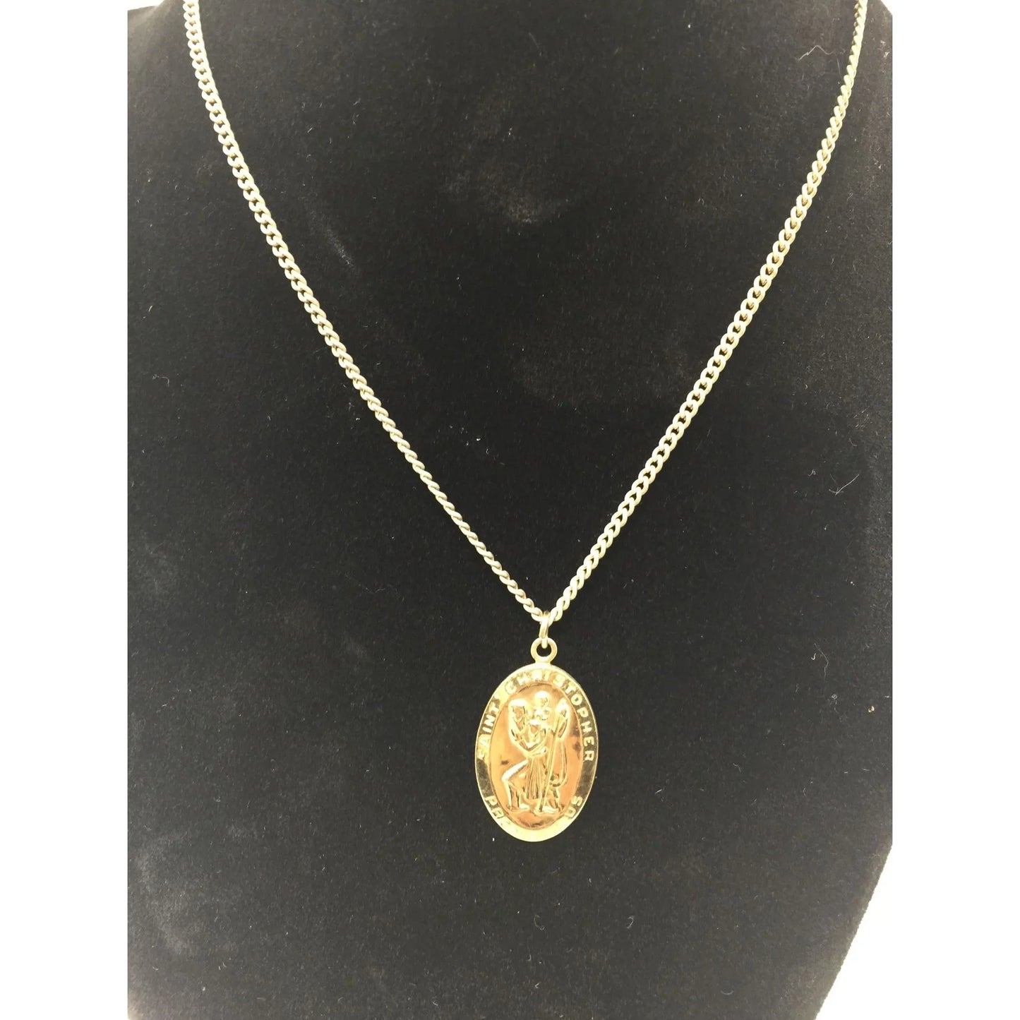 Vintage Gold Toned Catholic Saint Christopher Necklace - A+ Stuff