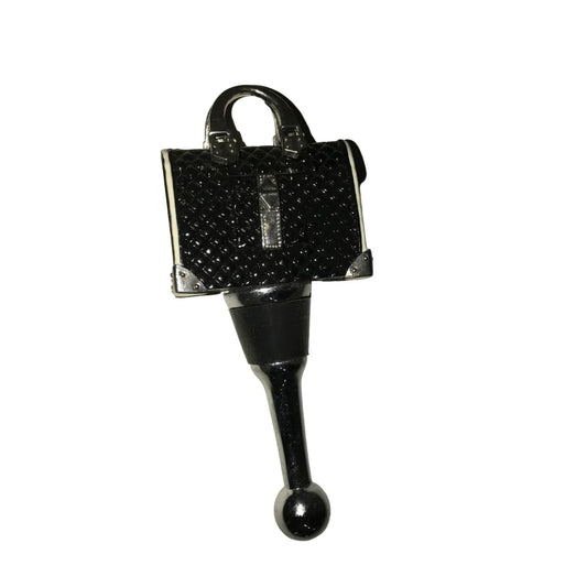 Black/Silver Handled Classy Handbag Purse Bottle Stopper 4'' - A+ Stuff